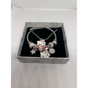 🌸 Sanrio Hello Kitty Charm Bracelet & Necklace Set – Pink, Cute, & Gift-Ready!